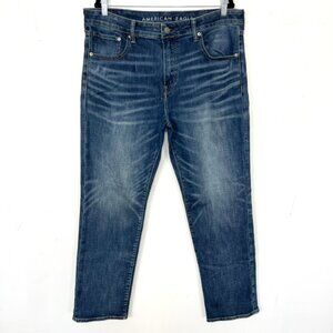 American Eagle Original Straight Jeans Dark Wash Size 38x32 Airflex+